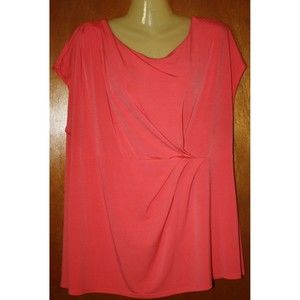 Lane Bryant Sleeveless Top Side Gathers Plus Sz 22/24 Orange Knit Blouse GUC